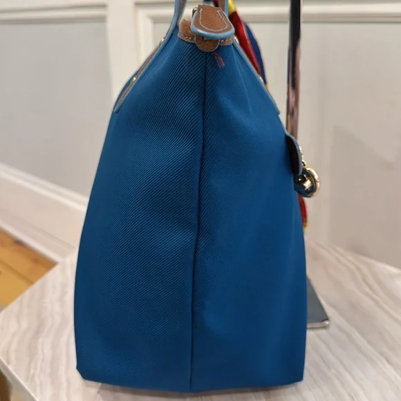 Coach Bag Canvas and Leather Trimmed Blue and Brown Tote - Picture 7 of 17